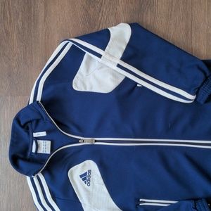 Adidas Youth Size Small 9-10Y Blue and White ClimaCool Zip Up Thin Jacket